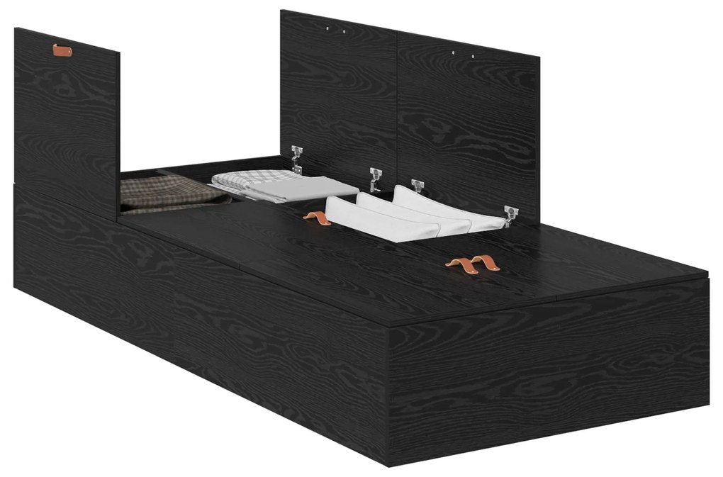 vidaXL Κρεβάτι Αποθήκευσης Μαύρη Δρυς 75x190 cm. Επεξεργασμένο ξύλο που προσφέρει αντοχή και στυλ.