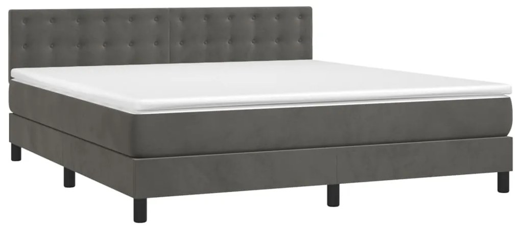 vidaXL Κρεβάτι Boxspring με Στρώμα Σκούρο Γκρι 160x200 εκ. Βελούδινο