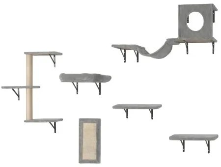 VEVOR Wall Mounted Cat Shelves Tree with Jump Boards Hammock Sofa Grip Set of 6