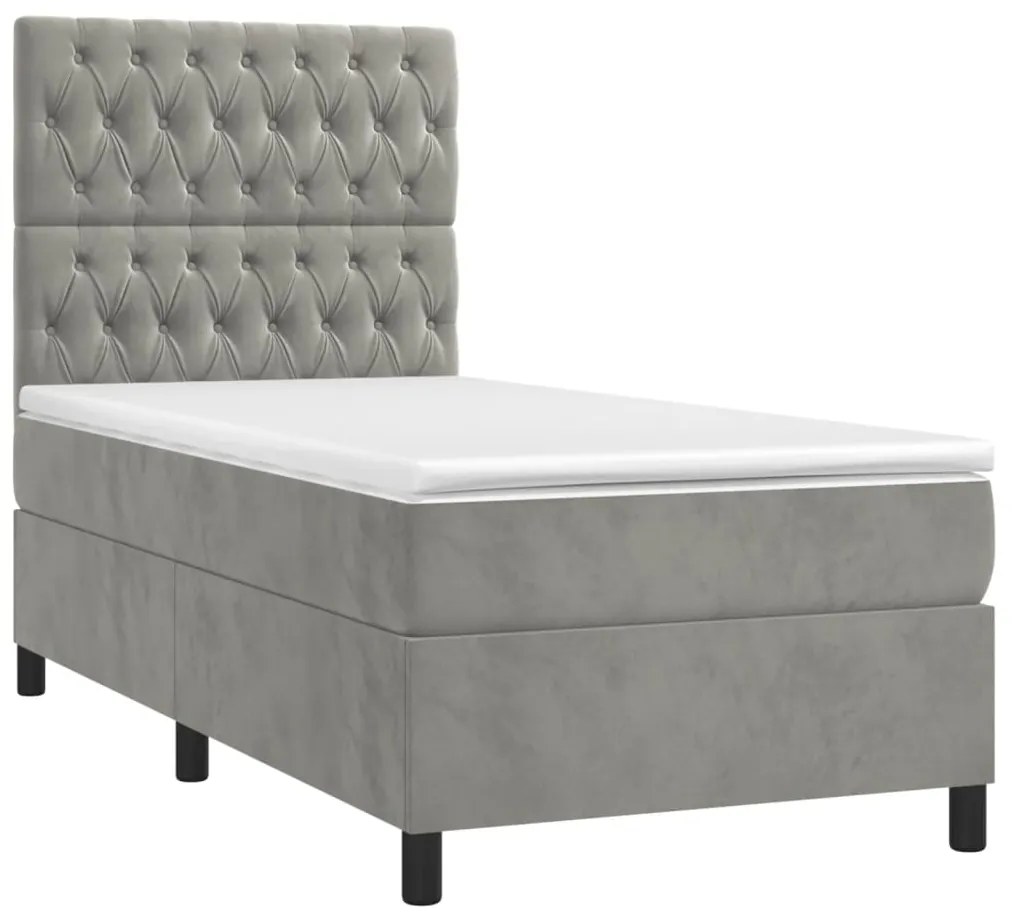 ΚΡΕΒΑΤΙ BOXSPRING ΜΕ ΣΤΡΩΜΑ ΑΝΟΙΧΤΟ ΓΚΡΙ 90X190 ΕΚ. ΒΕΛΟΥΔΙΝΟ 3143175