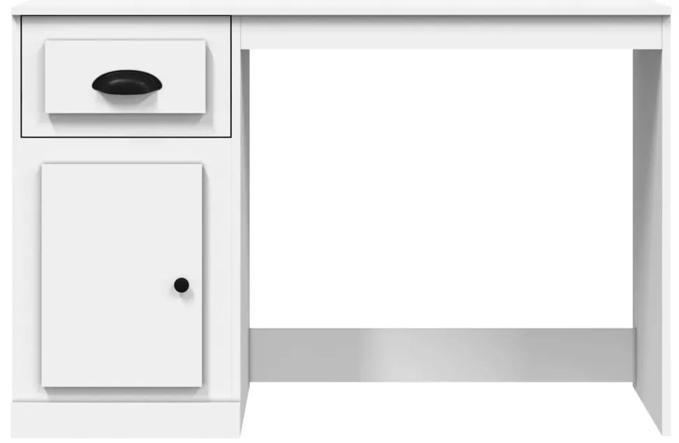 vidaXL Γραφείο με Συρτάρι Γυαλιστερό Λευκό 115x50x75 εκ. Επεξεργ. Ξύλο