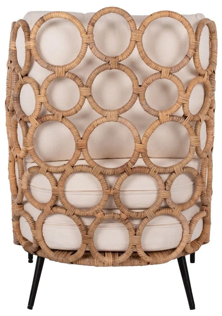 Πολυθρόνα Ringer Από Rattan-Μέταλλο Φυσικό Χρώμα 65x69x86Y εκ.