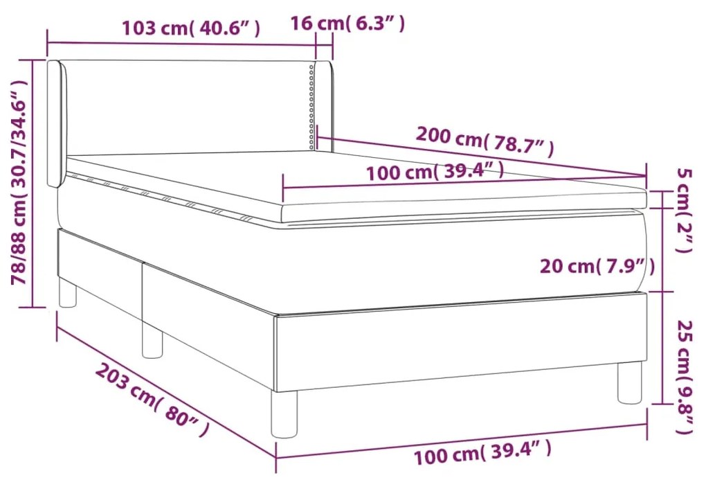 ΚΡΕΒΑΤΙ BOXSPRING ΜΕ ΣΤΡΩΜΑ ΜΑΥΡΟ 100 X 200 ΕΚ. ΥΦΑΣΜΑΤΙΝΟ 3129611