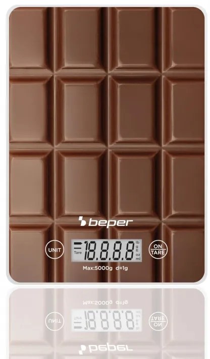 Ηλεκτρoνική ζυγαριά Beper P102BIL002, 5 kg, μπαταρία CR2032, οθόνη LCD, Tare, Αυτόματο κλείσιμο, Καφέ