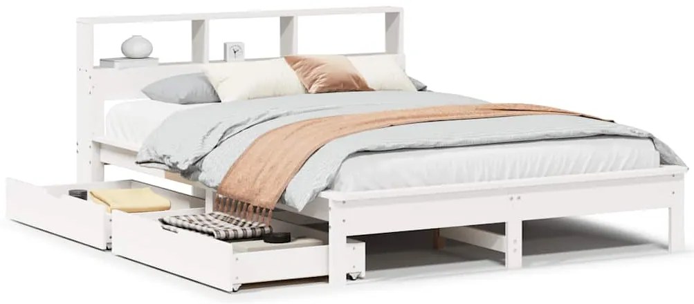 vidaXL Κρεβάτι Βιβλιοθήκη Χωρίς Στρώμα 150x200 εκ Μασίφ Ξύλο Πεύκου