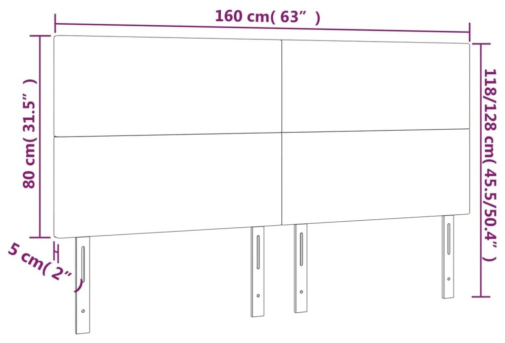 vidaXL Κεφαλάρι Κρεβατιού LED Σκούρο Καφέ 160x5x118/128εκ. Υφασμάτινο