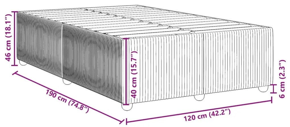 Πλαίσιο Κρεβατιού χωρίς στρώμα Μαύρο 120x190 εκ. Βελούδινο - Μαύρο