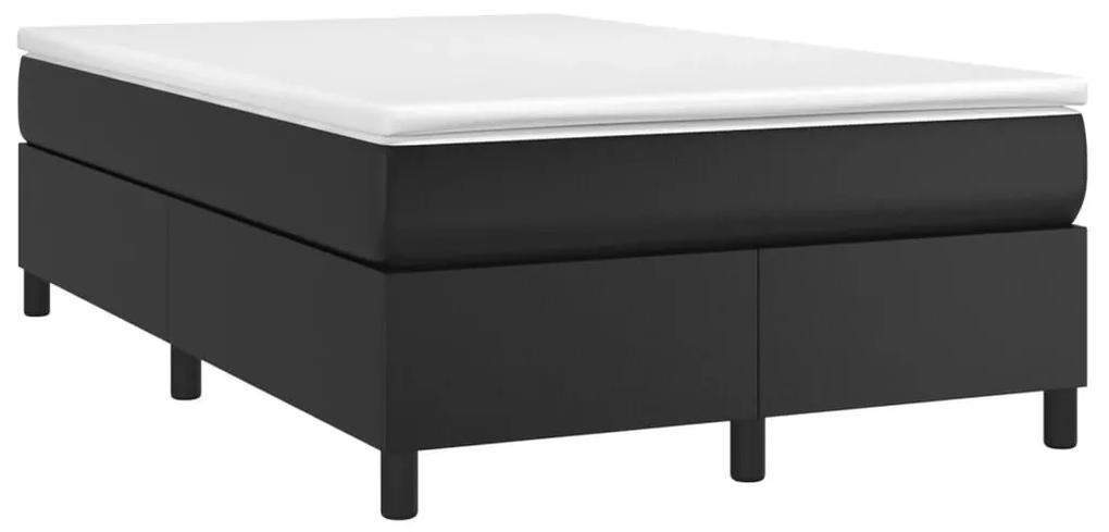 Κρεβάτι Boxspring με Στρώμα Μαύρο 120x190εκ.από Συνθετικό Δέρμα - Μαύρο