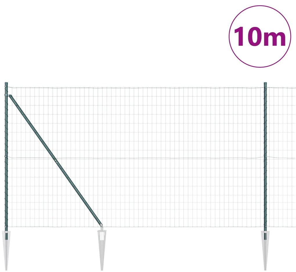 vidaXL Euro Fence με 7 στήλες Σπυρίδων 1.6x10 μ Γαλβανισμένος Χάλυβας Πράσινος
