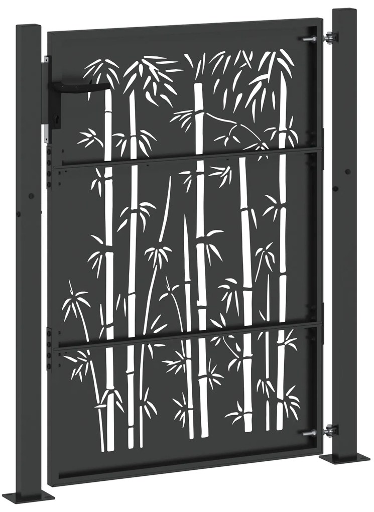 vidaXL Πύλη Κήπου Άλλο Μαύρο 105 x 125 cm Ατσάλι με Επικάλυψη Πούδρας