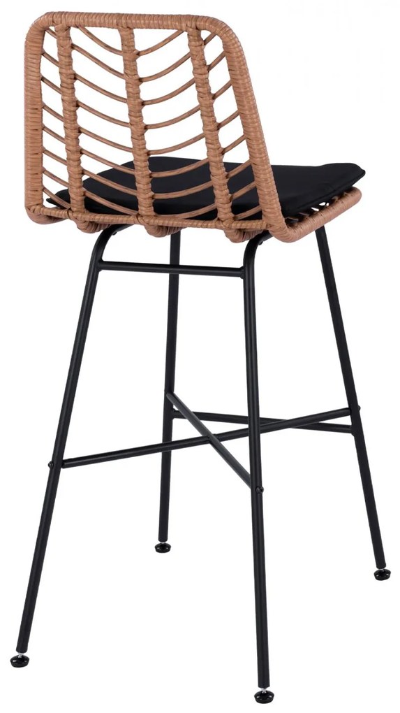 Σκαμπό Μπαρ GAVIN C5706 Μεταλλικό με Μπέζ Wicker 47x59x111Υ εκ. 47x59x111 εκ.