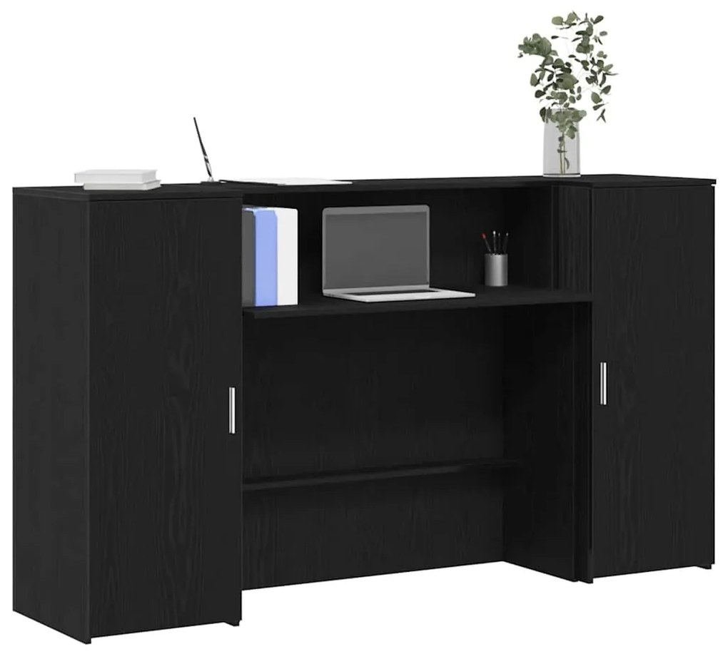 vidaXL Γραφείο υποδοχής Μαύρο Δρυς 180x50x103,5 εκ. Επεξεργασμένο Ξύλο