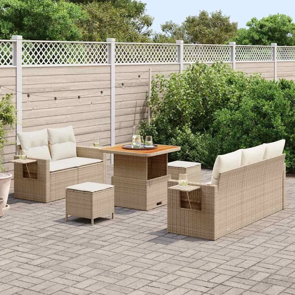 vidaXL Σετ Καναπέ Κήπου 8 pcs Μπεζ συνθετικό ρατάν