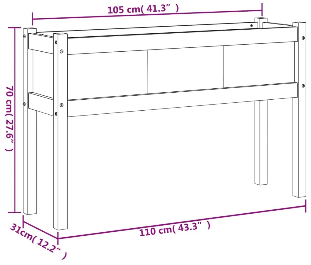 ΖΑΡΝΤΙΝΙΕΡΕΣ ΜΕ ΠΟΔΙΑ 110 X 31 X 70 ΕΚ. ΑΠΟ ΜΑΣΙΦ ΞΥΛΟ ΠΕΥΚΟΥ 837564