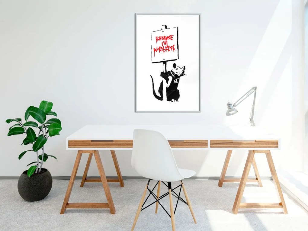 Αφίσα - Banksy: Because I’m Worthless - 20x30 - Χρυσό - Με πασπαρτού