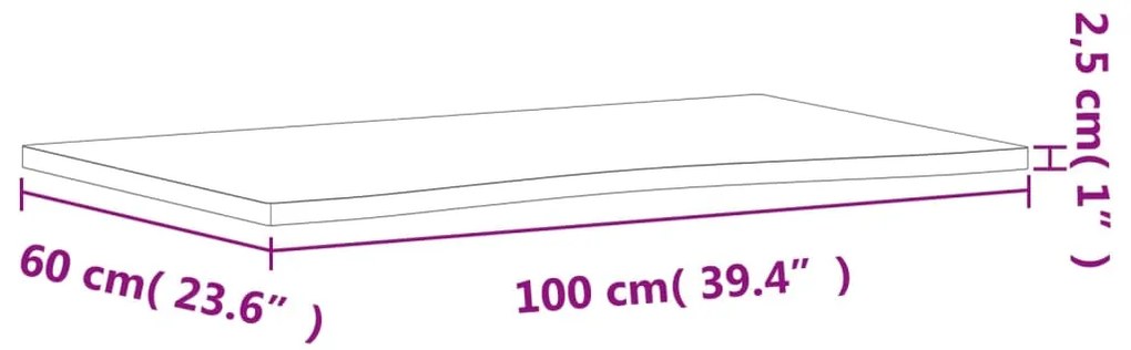 Επιφάνεια Εργασίας 100x(55-60)x2,5 εκ. από Μασίφ Ξύλο Οξιάς - Καφέ