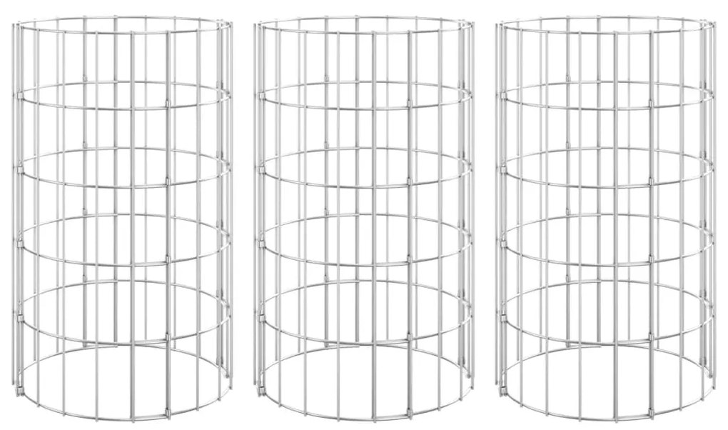 vidaXL Συρματοκιβώτιο-Γλάστρα Υπ. 3 τεμ Κυκλική Ø30x50εκ Γαλβ. Χάλυβας