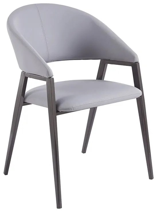 WOODWELL ΕΜ175,2DELI Πολυθρόνα Μέταλλο Βαφή Μαύρο, Pu Γκρι 52x62x83cm ΕΜ175,2