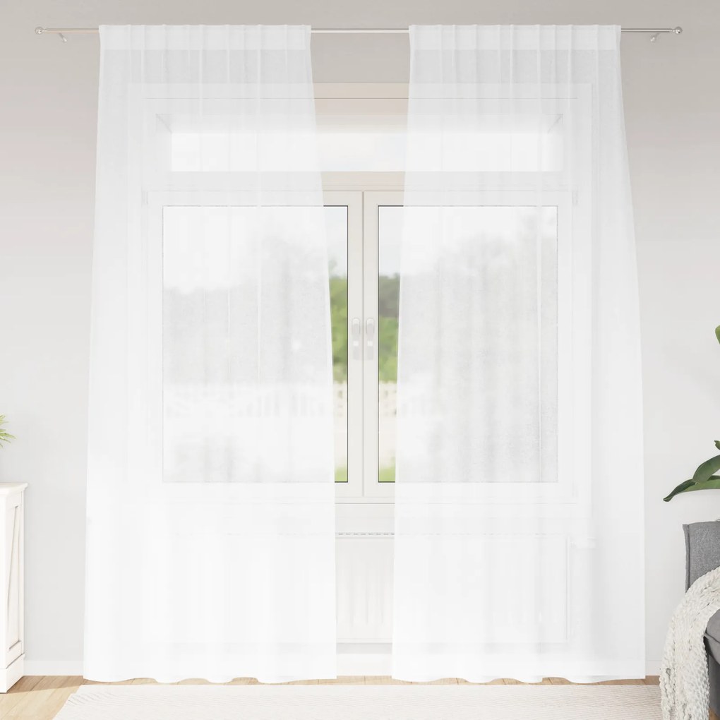 vidaXL Κουρτίνες με κουρτίνες 2 pcs Λευκό 140 x 225 cm Πολυεστέρας