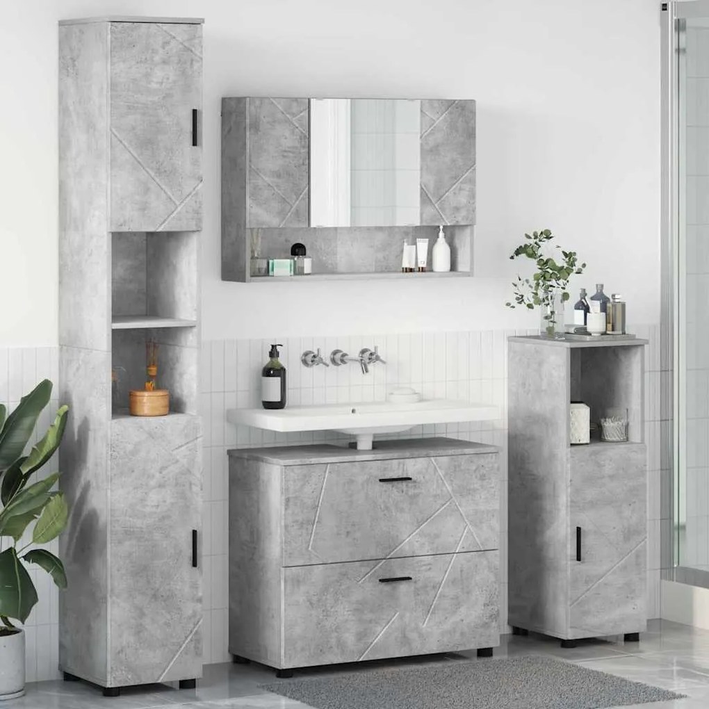 vidaXL Σετ Επίπλων Μπάνιου 4 pcs Γκρι σκυροδέματος 30 x 35 x 192 εκ.