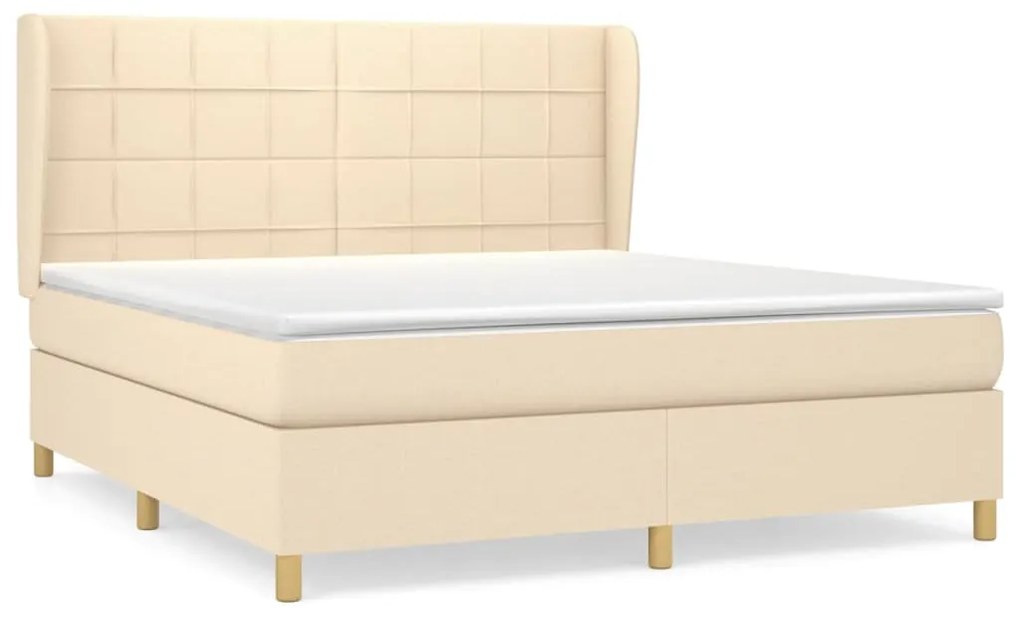 vidaXL Κρεβάτι Boxspring με Στρώμα Κρεμ 180x200 εκ. Υφασμάτινο