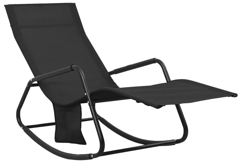 vidaXL Ξαπλώστρα Μαύρη από Ατσάλι και Textilene