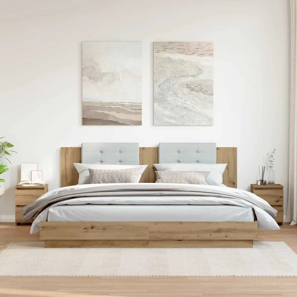 Κομοδίνα 2 τεμ.Αρτισιανή Δρυς 30x30x40 εκ. Επεξ. Ξύλο