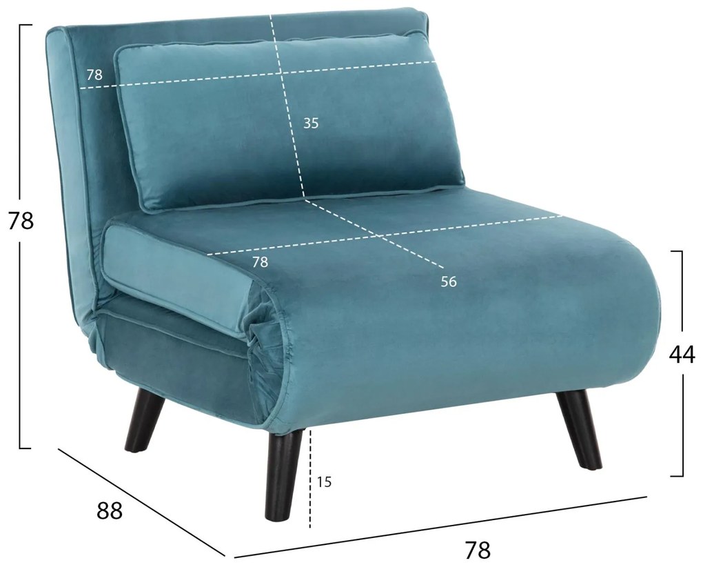 Πολυθρόνα - Κρεβάτι BRAXTON C8425.25 Βελούδο Μέντα 78x88x78Υ εκ. 78x88x78 εκ.