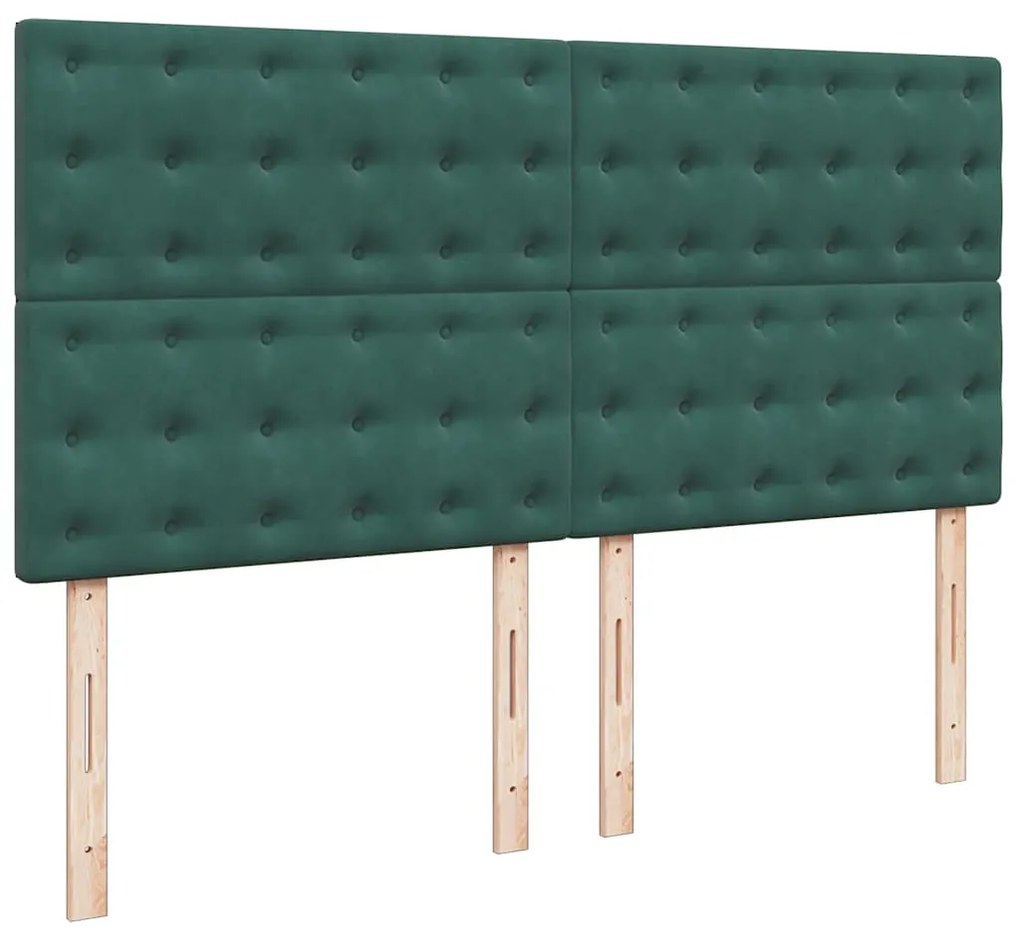 vidaXL Κρεβάτι Boxspring με Στρώμα Σκούρο Πράσινο 200x200εκ. Βελούδινο