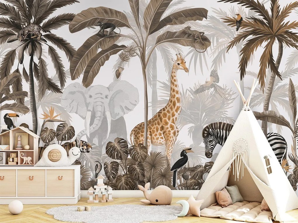 Jungle Jive Ταπετσαρια Τοιχου Καφε Επιθυμητη Διασταση