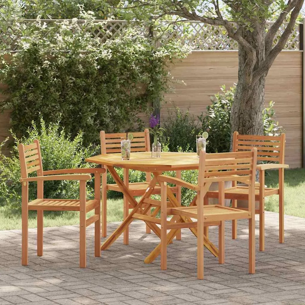 vidaXL Καρέκλες κήπου που σωριάζονται 4 pcs Καφέ 55.5 x 55.5 x 90 εκ.