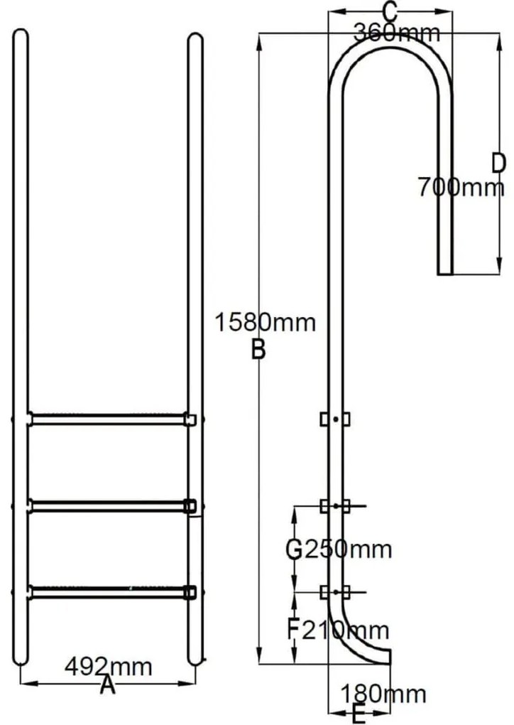 Σκάλα Πισίνας με 3 Σκαλοπάτια 120 εκ. από Ανοξείδωτο Ατσάλι 304 - Ασήμι