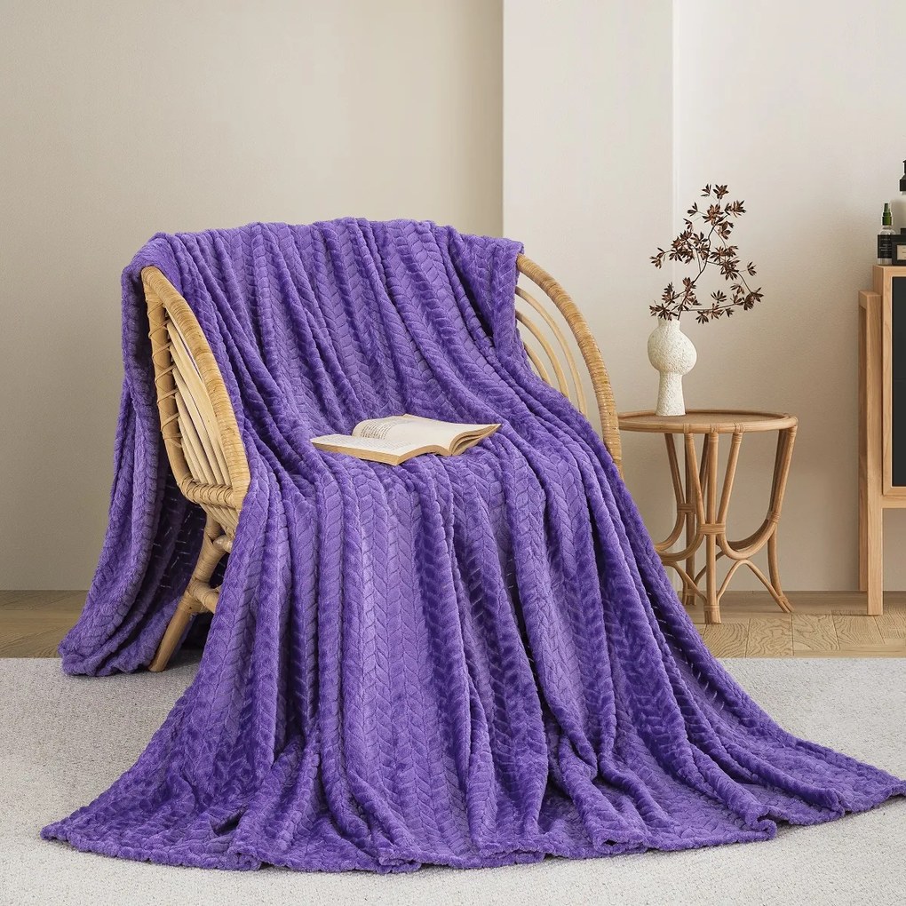Κουβέρτα Fleece Υπέρδιπλη (220x240) AdamHome 550 Purple