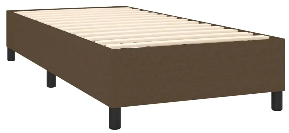 Κρεβάτι Boxspring με Στρώμα Σκούρο Καφέ 90x200 εκ. Υφασμάτινο - Καφέ