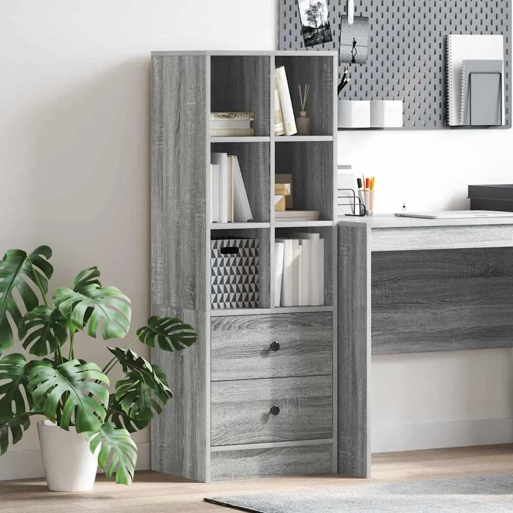 vidaXL Highboard με συρτάρι Γκρίζο Σονομα 45,5 x 34 x 127 εκ