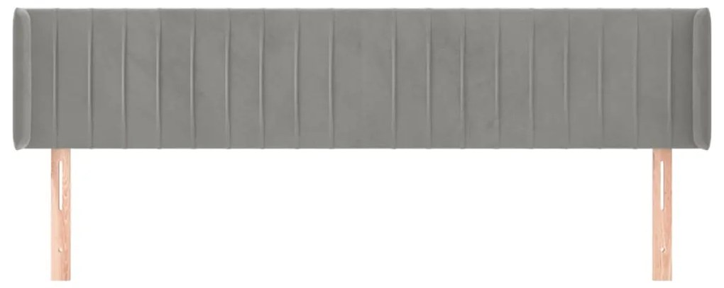 Κεφαλάρι με Πτερύγια Ανοιχτό Γκρι 163x16x78/88 εκ. Βελούδινο 3119060