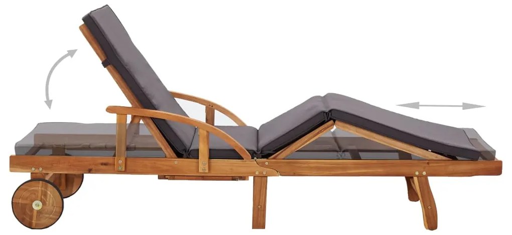 vidaXL Ξαπλώστρα από Μασίφ Ξύλο Ακακίας με Μαξιλάρι