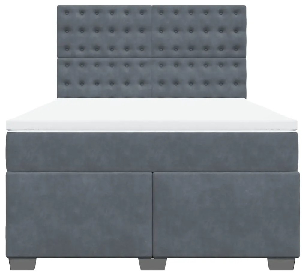 vidaXL Κρεβάτι Boxspring με Στρώμα Σκούρο Γκρι 140x190 εκ. Βελούδινο