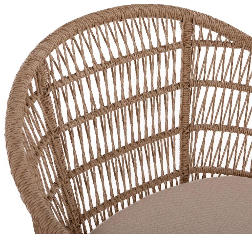 Πολυθρόνα Amora Teak Πόδια Σκελετός Αλουμινίου & Polyrattan 64x60x87Yεκ.