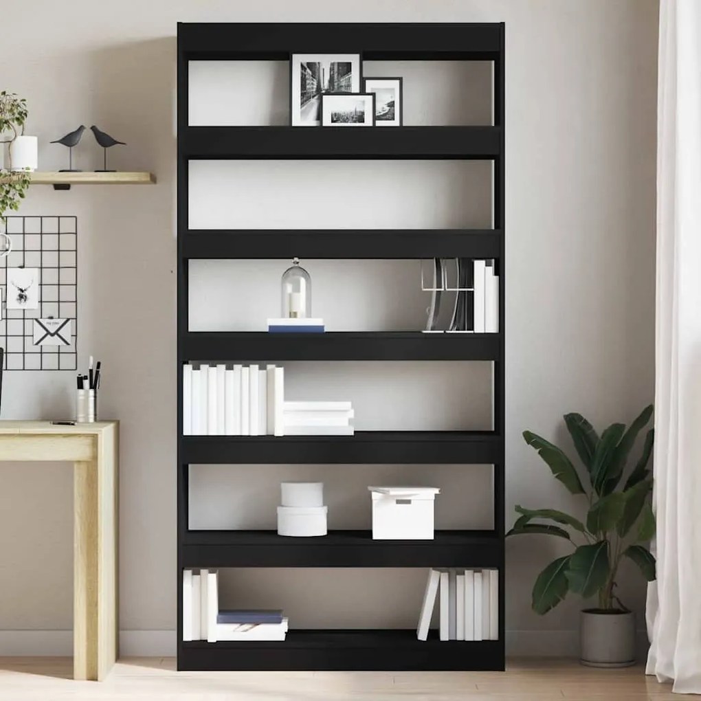 vidaXL Βιβλιοθήκη Μαύρο 100 x 30 x 198 εκ. Επεξεργασμένο ξύλο