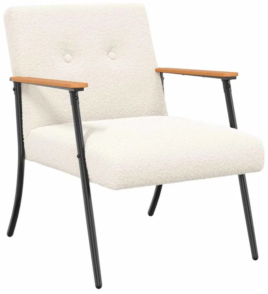 vidaXL Πολυθρόνα Κρεμ 59 x 75 x 78 εκ Κάλαθος ύφασμα με σγουρή υφή