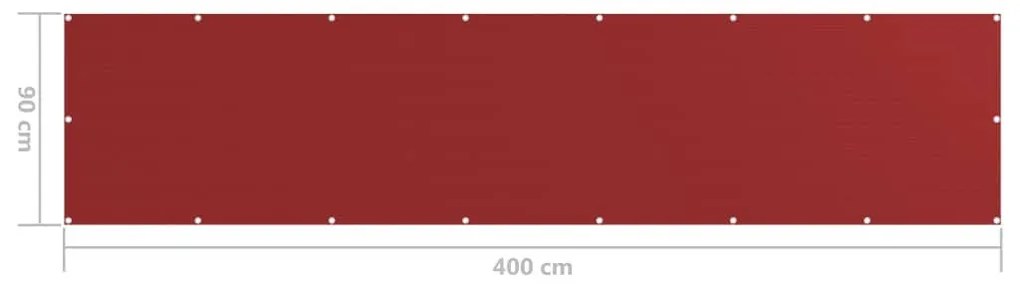 Διαχωριστικό Βεράντας Κόκκινο 90 x 400 εκ. από HDPE - Κόκκινο