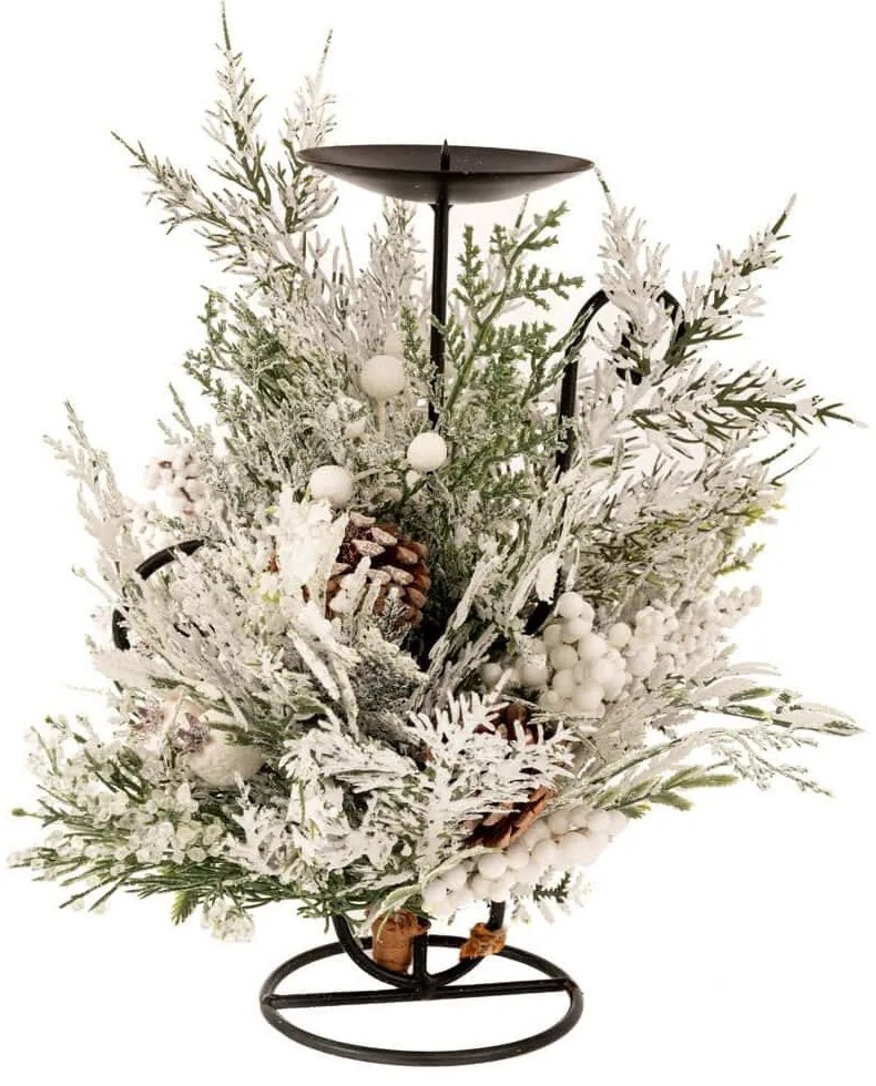 Χριστουγεννιάτικο Κηροπήγιο Με Berries 91072 33cm Multi