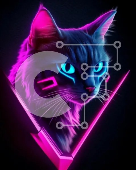 Intra Συλλεκτικό Ξύλινο Παζλ Plywood  4mm - Neon Cat Art Σε Ξύλινο Κουτί - Διαστάσεις: 10x10 cm – 25 κομμάτια
