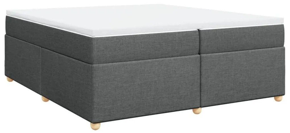 Κρεβάτι Boxspring με Στρώμα Σκούρο Γκρι 200x200 εκ. Υφασμάτινο - Γκρι