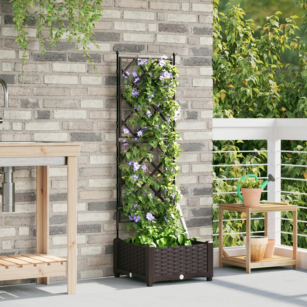 vidaXL Γλάστρα Κήπου με Στηρίγματα Καφέ 40x40x125,5 εκ
