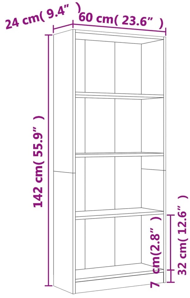 ΒΙΒΛΙΟΘΗΚΗ ΜΕ 4 ΡΑΦΙΑ ΓΚΡΙ SONOMA 60X24X142 ΕΚ. ΕΠΕΞΕΡΓ. ΞΥΛΟ 815430