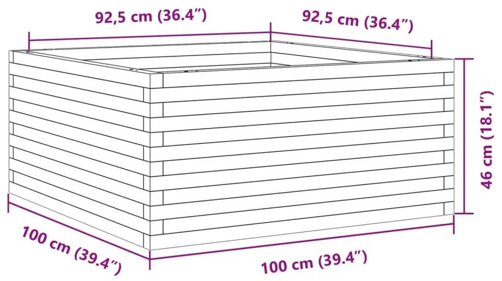 Ζαρντινιέρα Καφέ Κεριού 100x100x46 εκ. από Μασίφ Ξύλο Πεύκου - Καφέ