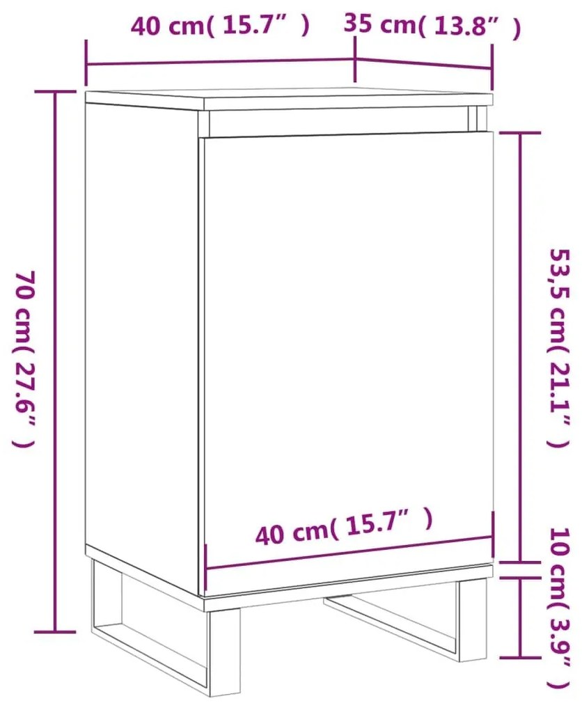 Ντουλάπια 2 τεμ. Καπνιστή Δρυς 40x35x70 εκ. από Επεξεργ. Ξύλο - Καφέ