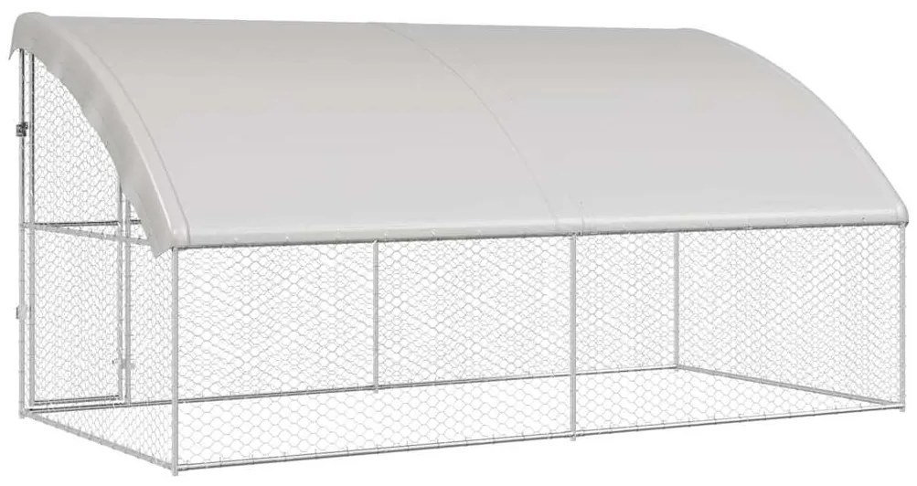 vidaXL Κλουβί Σκύλου με αποθήκευση 2 pcs Ασημί 4 x 2 x 2 m Ατσάλι